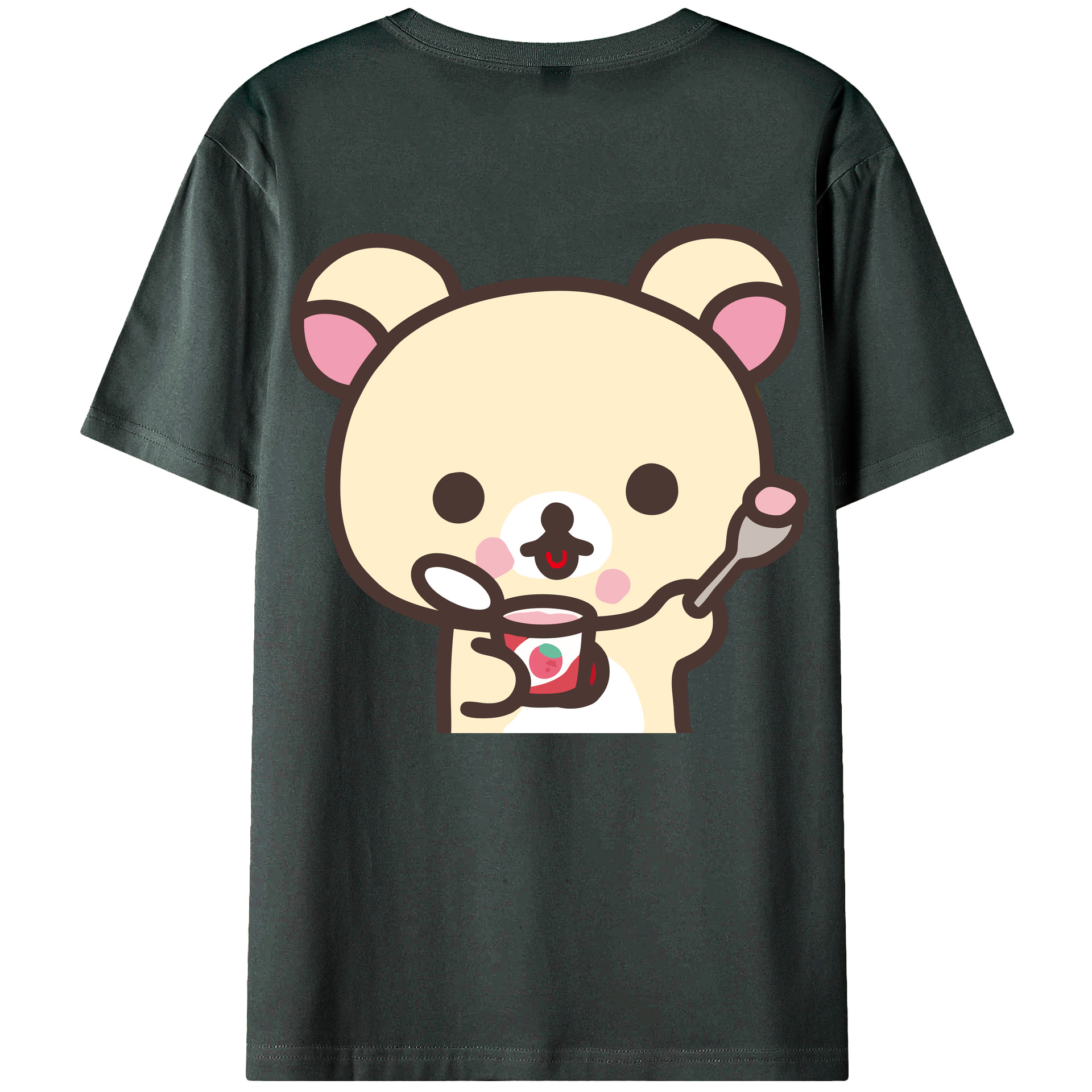 （画像用） リラックマ リラックマ キイロイトリ Rilakkuma Korilakkuma Kiiroitori 綿100％ メンズ半袖Tシャツ（バックプリント） 通気性